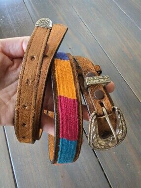 Vintage Heavy-Duty Full Grain Leather Belt Made in USA Double Stitched 34